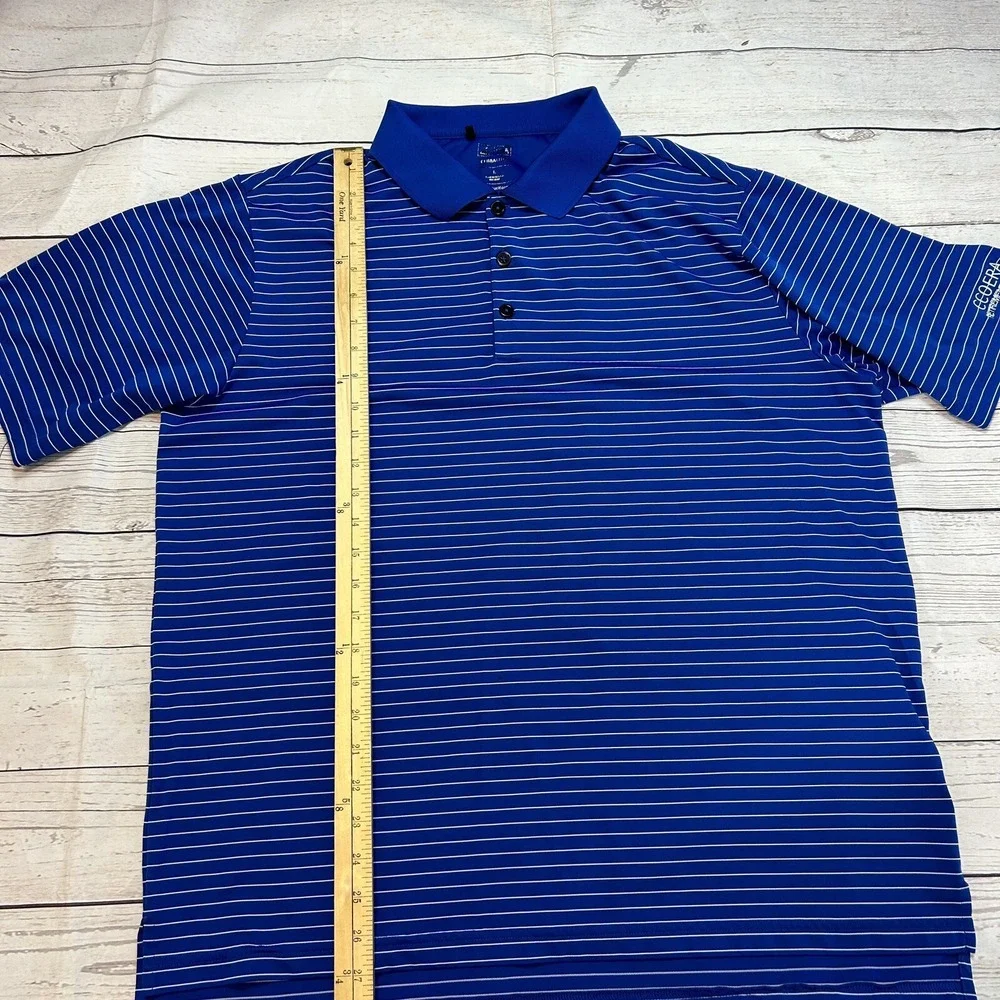 Adidas Polo Shirt Blue Striped Golf Tennis Stretch Climalite Men's Size‎ Large